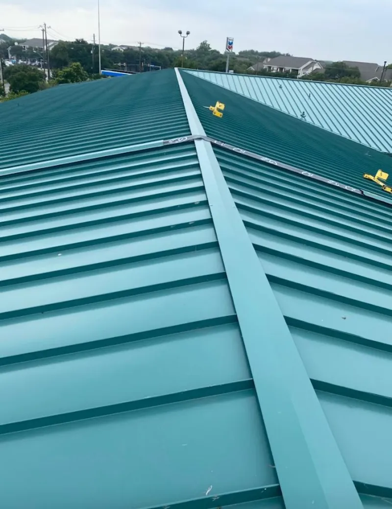Green commercial metal roof ridge and valley for Metal Roof Repair in Meadowbrook